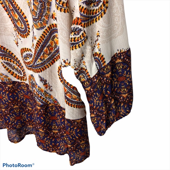 Lucky Brand Large Boho Paisley Peasant Blouse - Picture 6 of 9